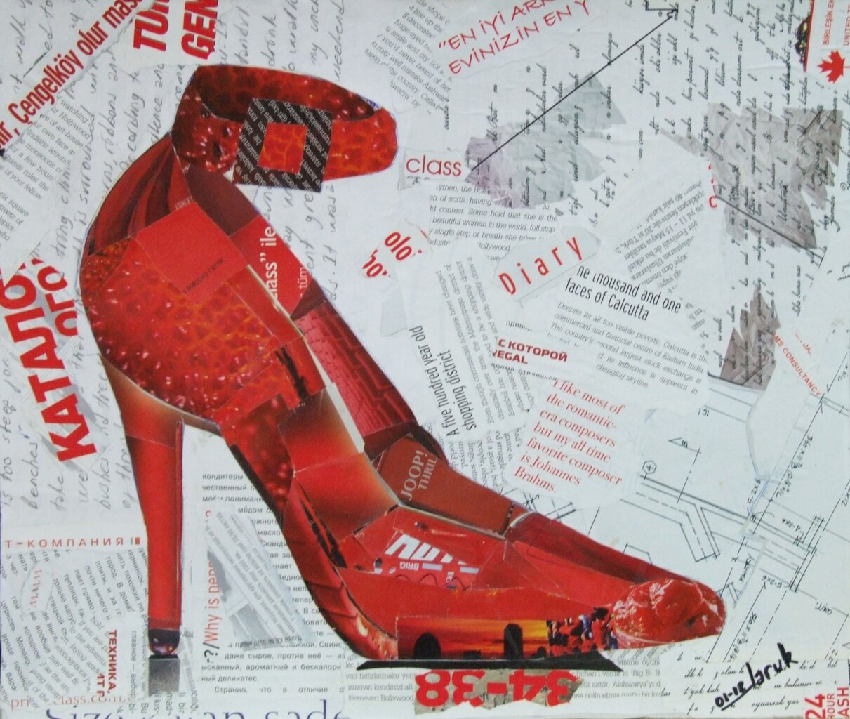001-Kolaj Kırmızı ayakkabı..JPG