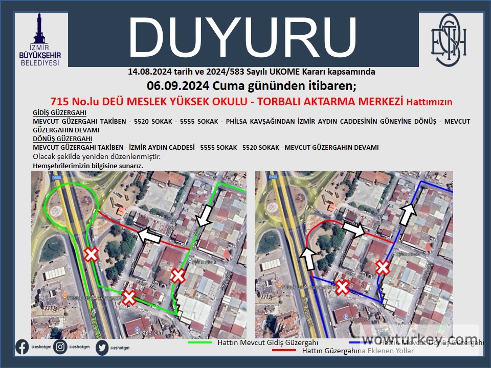 715 No.lu Hat Güzergah Değişikliği