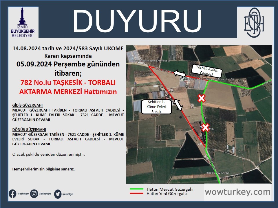 782 No.lu Hat Güzergah Değişikliği