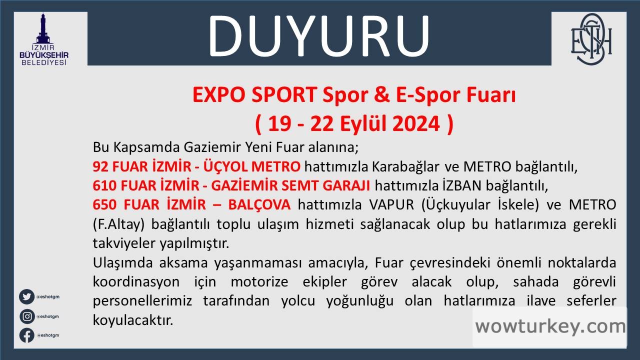 Fuar DUYURU EXPO SPORT Spor & E-Spor Fuarı 2024