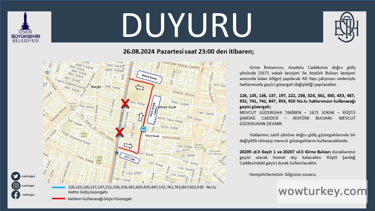 Girne bulvarı güzergah değişiklik_geçici