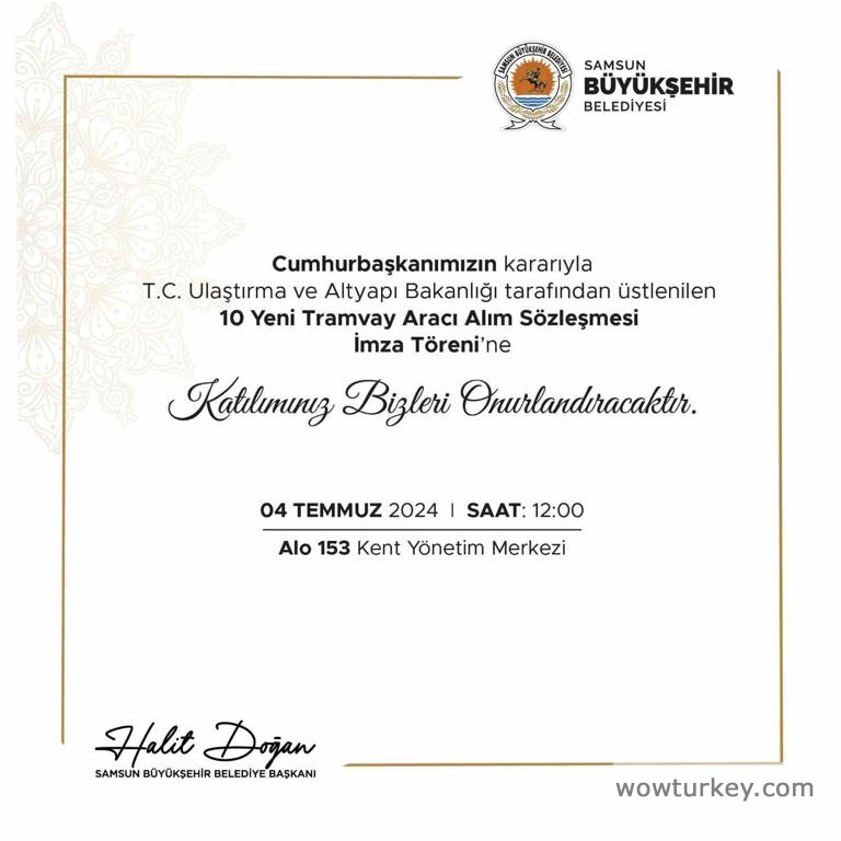Samsun’a 10 yeni tramvay alımı için imzalar atılıyor