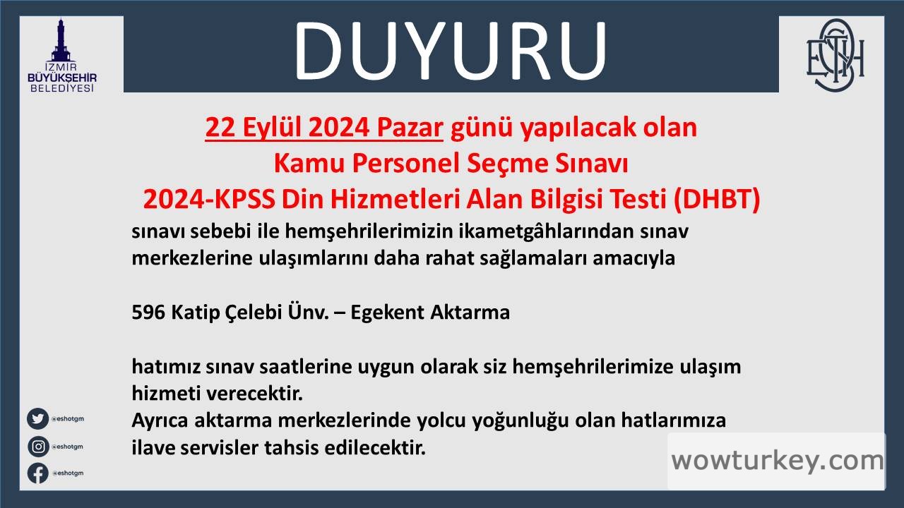 SINAV Duyuru KPSS Din Hizmetleri Alan Bilgisi Testi (DHBT) 2024 Eylül