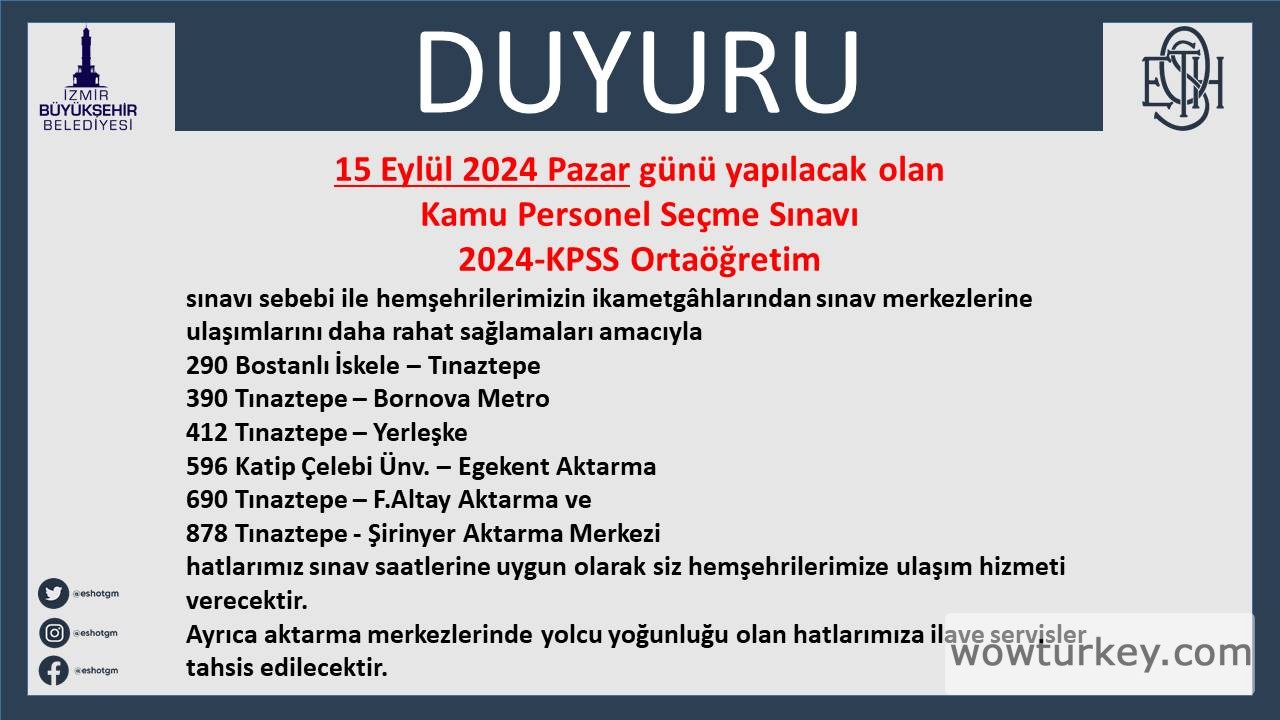 SINAV Duyuru KPSS Ortaöğretim 2024 Eylül